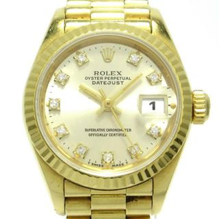 ロレックス(ROLEX)のROLEX(ロレックス) 腕時計 デイトジャスト 69178G レディース 金無垢/10P旧型ダイヤ/35コマ ゴールド(腕時計)