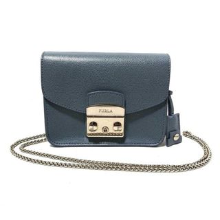 フルラ(Furla)のFURLA(フルラ) ショルダーバッグ美品  ライトブルー×ゴールド チェーンショルダー/ミニバッグ レザー×金属素材(ショルダーバッグ)