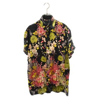 Jean Paul GAULTIER ジャンポールゴルチエ Floral Printed Silk Shirts 花総柄 半袖シルクシャツ ブラック/マルチ