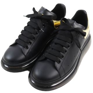 良品●Alexander McQueen アレキサンダーマックイーン 610812 オーバーサイズスニーカー レザー クリアソール ローカットスニーカー ブラック ゴールド 41 箱付き イタリア製 メンズ