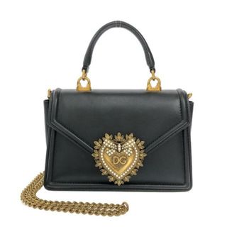 ドルチェアンドガッバーナ(DOLCE&GABBANA)のDOLCE&GABBANA(ドルチェアンドガッバーナ) ショルダーバッグ レディース DEVOTION/ディヴォ―ション BB6711 黒×ゴールド×アイボリー ハート/ミニバッグ/フェイクパール レザー×金属素材	(ショルダーバッグ)