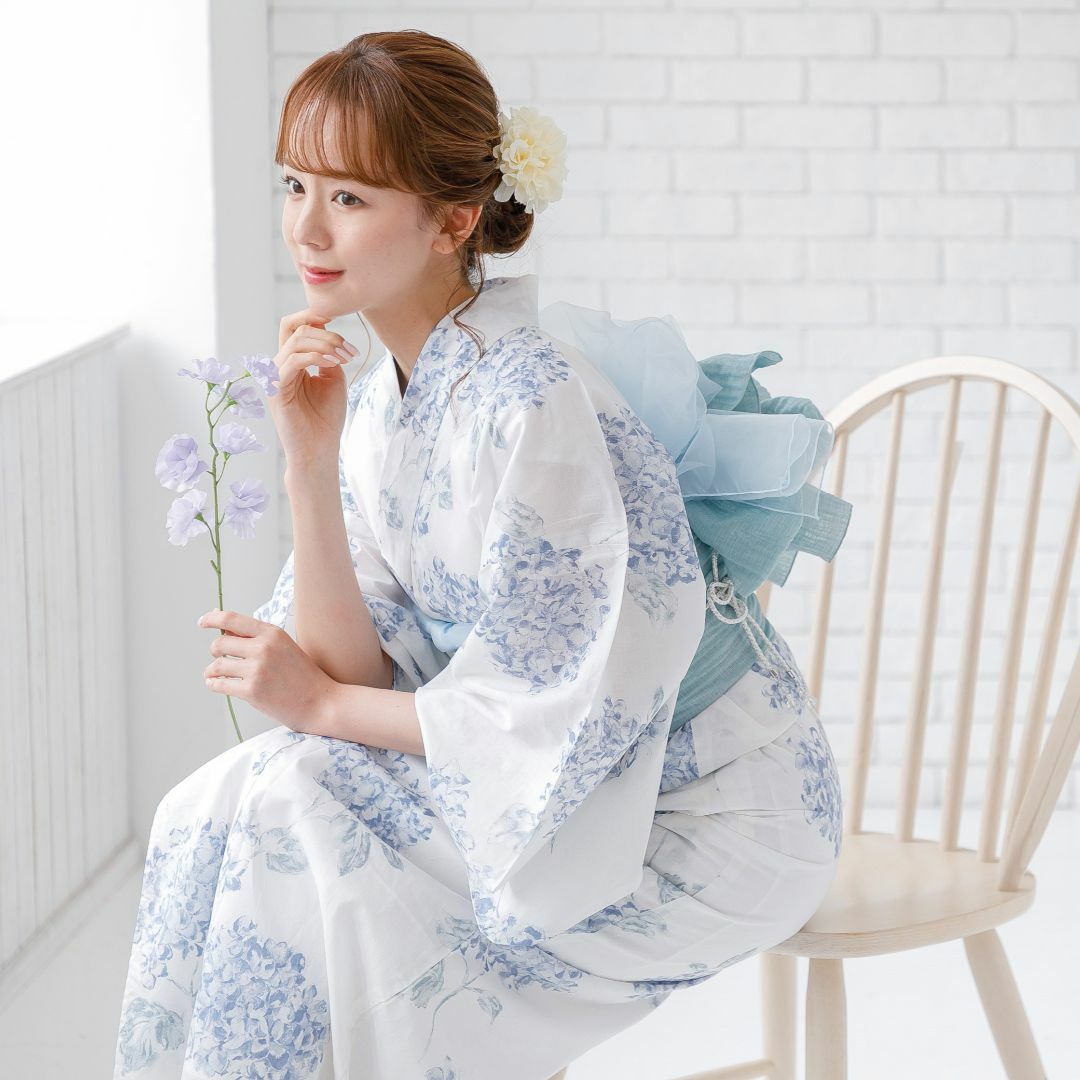 新品 4点 浴衣 セット 浴衣セット レディース 水色 紫陽花 4Y-13 新品 4点 浴衣 セット 浴衣セット レディース 水色 紫陽花 4Y-13