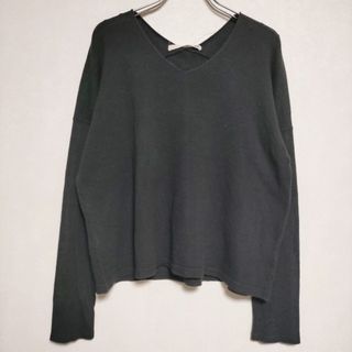 evam eva cotton linen pullover E173K001 ニット ブラック レディース エヴァムエヴァ【中古】4-0511M∞