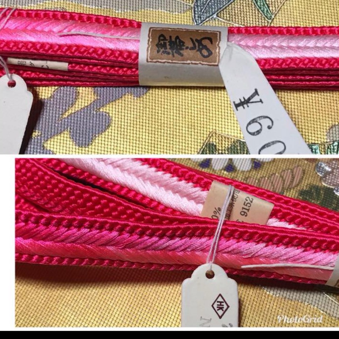 正絹 開組　帯締め 濃いめのピンク定価6,000円 レディースの水着/浴衣(和装小物)の商品写真