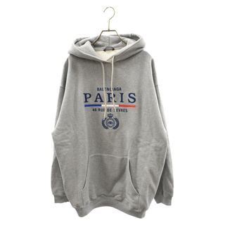 バレンシアガ(Balenciaga)のBALENCIAGA バレンシアガ 19AW PARIS FLAG HOODIE パリフラッグロゴ刺繍スウェットプルオーバーパーカー グレー 570811(パーカー)