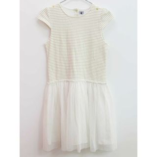 プチバトー(PETIT BATEAU)の【夏物 新入荷!】◇プチバトー/PETIT BATEAU◇152cm 半袖ワンピース オフホワイト×ゴールド【中古】子供服 キッズ kids ジュニア 女の子 夏 onepi 715042(ワンピース)