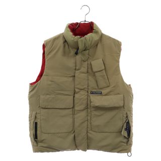 トミーヒルフィガー(TOMMY HILFIGER)のTOMMY HILFIGER トミーヒルフィガー ラバーワッペンロゴ ジップアップ リバーシブル ダウンベスト ベージュ/レッド 0503507-5506(ダウンベスト)