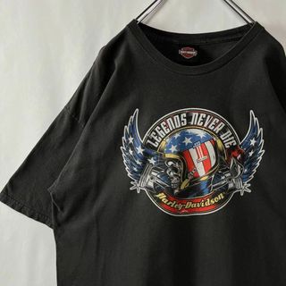 ハーレーダビッドソン(Harley Davidson)のメキシコ製　ハーレーダビッドソン　ビッグプリント　Tシャツ　古着　黒　XLサイズ(Tシャツ/カットソー(半袖/袖なし))