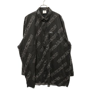 VETEMENTS ヴェトモン 18SS LOGO PATTERNED OVERSIZED SHIRT ヴェトモン ロゴプリントオーバーサイズシャツ 総柄ロゴボタンダウンシャツ ビッグシルエット 長袖シャツ MSS18SH16(シャツ)