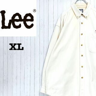 Lee - Lee　リー　デニムシャツ　ホワイト　企業刺繍　ビッグシルエット　XL
