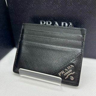 プラダ(PRADA)の【極美品】プラダ フラグメントケース カードケース 名刺入れ レザー ロゴ 黒(名刺入れ/定期入れ)