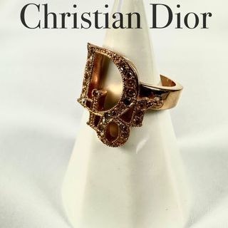 クリスチャンディオール(Christian Dior)のChristian Dior ロゴ ラインストーン 11号 リング ゴールド 金(リング(指輪))