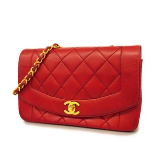 シャネル(CHANEL)の【4id4495】シャネル ショルダーバッグ/マトラッセ/ダイアナ/チェーンショルダー/ラムスキン/レッド/ゴールド金具 【中古】 レディース(ショルダーバッグ)