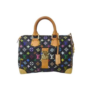 ルイヴィトン(LOUIS VUITTON)のLOUISVUITTON ルイヴィトン スピーディ30 ミニボストンバッグ ハンドバッグ M92642 SP1015 ブラック マルチカラー 美品 中古 64299(ボストンバッグ)