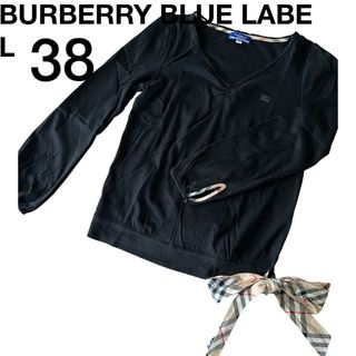 バーバリーブルーレーベル(BURBERRY BLUE LABEL)のバーバリーブルーレーベル　綿100%  トップス　カットソー　刺繍　ノバチェック(カットソー(長袖/七分))