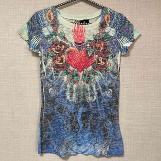 Ed Hardy - VOCAL ハート&ウィング ストーン付き Tシャツ USA製 新品 難あり品