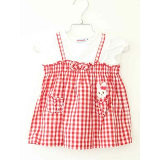 ミキハウス(mikihouse)の【夏物 新入荷!】†ミキハウス/mikihouse†80cm ワンピース/半袖ワンピース 白×赤【中古】子供服 キッズ kids ベビー服 baby 女の子 夏 onepi 715042(ワンピース)