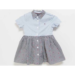 トミーヒルフィガー(TOMMY HILFIGER)の【夏物 新入荷!】‡トミーヒルフィガー/TOMMY HILFIGER‡80cm 半袖シャツワンピース ブルー×黒【中古】子供服 キッズ kids ベビー服 baby 女の子 夏 onepi 425042(ワンピース)