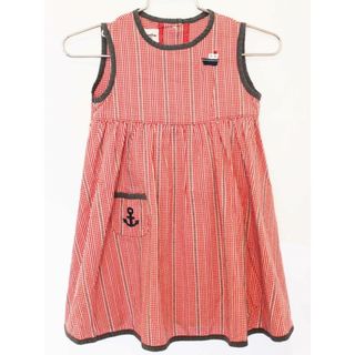 ファミリア(familiar)の【夏物 新入荷!】[ファミリア/familiar]90cm ノースリーブワンピース 赤×紺【中古】子供服 キッズ kids ベビー服 baby 女の子 夏 onepi 715042(ワンピース)