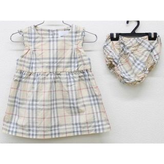 バーバリー(BURBERRY)の【夏物 新入荷!】◇バーバリー/BURBERRY◇86cm ノースリーブワンピース ベージュ×グレー ブルマ付【中古】子供服 キッズ kids ベビー服 baby 女の子 夏 onepi 415042(ワンピース)