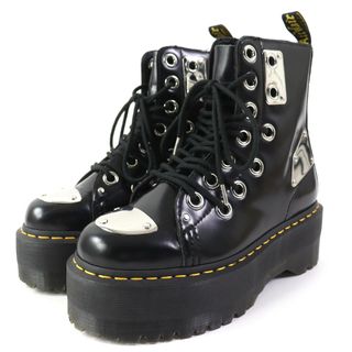 ドクターマーチン(Dr.Martens)の美品△Dr.Martens ドクターマーチン Jadon Max Rebel レザー メタルプレート サイドジップ プラットフォーム ブーツ ブラック UK6 レディース(ブーツ)