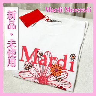 マルディメクルディ　Mardi Mercredi Tシャツ　白  花びら　ピンク(Tシャツ(半袖/袖なし))