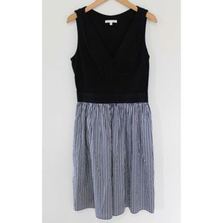 PAULE KA - 【夏物 新入荷】●PAULE KA/ポールカ●切替ワンピース/Vネック/ノースリーブ/膝丈 ブラック×ホワイト/黒×白 レディース 36【中古】夏 onepi 125042