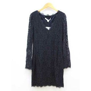 ダイアンフォンファステンバーグ(DIANE von FURSTENBERG)の【夏物 新入荷】新品未使用★DIANE von FURSTENBERG/ダイアンフォンファステンバーグ★Vネックレースワンピース/総レース/おしゃれ/上品/ワンピース/膝上丈/長袖 ブラック/黒 レディース 0【中古】春夏 515042(その他)