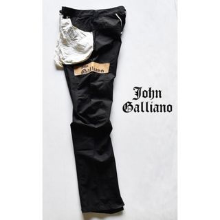 John Galliano ブランドロゴ入りバナナパンツ 黒 46