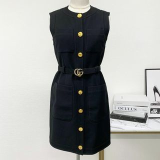 グッチ(Gucci)の9902 未使用 グッチ GG シルク ワンピース ベルト付き ノースリーブ(ミニワンピース)