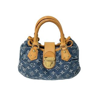 LOUIS VUITTON - LOUIS VUITTON ルイヴィトン モノグラムデニム プリ―ティ ハンドバッグ ブルー M95020 美品 中古 64002