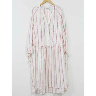 ザラ(ZARA)の【夏物 新入荷】☆ZARA WOMAN/ザラウーマン☆ストライプシャツワンピース/ワンピース/プルオーバー/サイドスリット/Vカット/長袖/ミモレ丈 ホワイト×レッド/白×赤 レディース XS【中古】春夏 onepi 425042(その他)