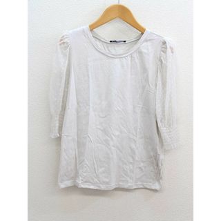 ザラ(ZARA)の‡ZARA/ザラ‡袖チュールカットソー/Tシャツ/半袖 グレージュ レディース S【中古】 夏 107022(Tシャツ(半袖/袖なし))