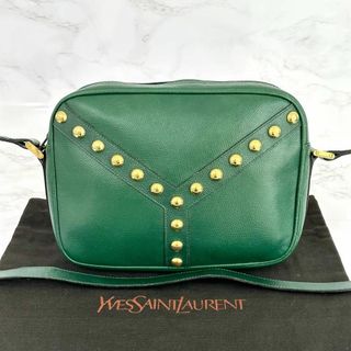 イヴサンローラン(Yves Saint Laurent)のイヴサンローラン ショルダーバッグ グリーン レザー ヴィンテージ スタッズ(トートバッグ)