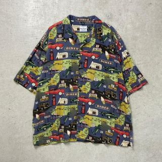 DAVID CAREY 半袖 レーヨン 総柄シャツ オープンカラー 開襟 メンズ2XL(シャツ)