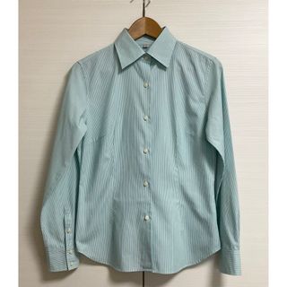 ユニクロ(UNIQLO)のUNIQLO ストライプ 長袖 ブラウス グリーン 系(シャツ/ブラウス(長袖/七分))