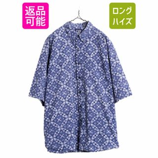 90s OLD GAP 総柄 半袖 ボタンダウン シャツ メンズ XL 古着 90年代 オールド ギャップ コットン 総柄シャツ 半袖シャツ アロハ ハワイアン(シャツ)