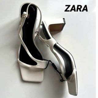 ザラ(ZARA)のZARA  レザーブロックヒール　新品未使用(ミュール)