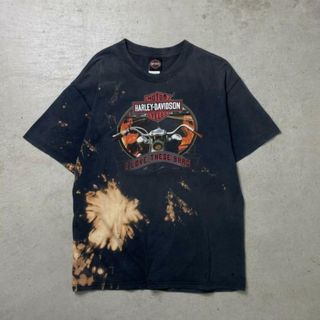 00年代 USA製 Harley-Davidson ハーレーダビッドソン モーターサイクル プリントTシャツ ブリーチ加工 メンズL(Tシャツ/カットソー(半袖/袖なし))