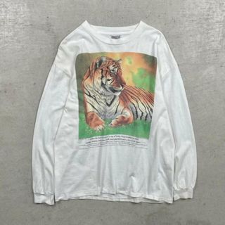 90年代 USA製 虎 トラ アニマルプリント アート ロングTシャツ ロンT メンズL(Tシャツ/カットソー(半袖/袖なし))