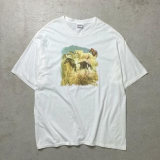 00年代 馬 アニマル アート プリントTシャツ メンズ2XL(Tシャツ/カットソー(半袖/袖なし))