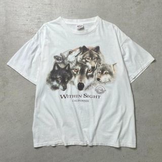 90年代 USA製 WITHIN SIGHT オオカミ アニマルプリント Tシャツ メンズXL(Tシャツ/カットソー(半袖/袖なし))