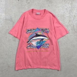 90年代 USA製 LONG BEACH ISLAND スーベニア プリント Tシャツ メンズL(Tシャツ/カットソー(半袖/袖なし))