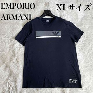 美品 エンポリオアルマーニ XL 蛍光 ロゴ ブラック Tシャツ カットソー