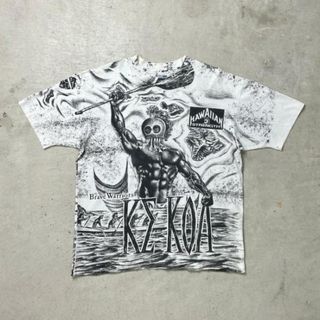 90年代 HAWAIIAN STRENGTH オールオーバープリント Tシャツ メンズXL(Tシャツ/カットソー(半袖/袖なし))