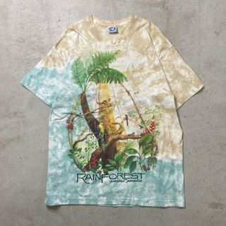 90年代 USA製 LIQUID BLUE リキッドブルー RAINFOREST アニマルプリントTシャツ タイダイ染め メンズ2XL(Tシャツ/カットソー(半袖/袖なし))