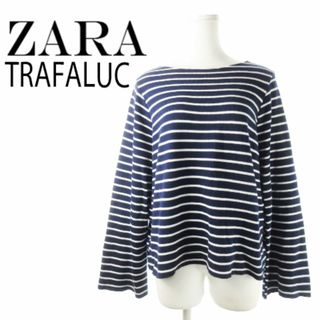 ZARA - ザラ トラファルク カットオフカットソーボーダー S 紺 221227CK14A