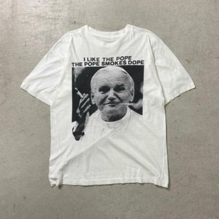 90年代 POPE SMOKES DOPE ローマ法王 エミネム プリントTシャツ マリファナ ガンジャ メンズL相当(Tシャツ/カットソー(半袖/袖なし))