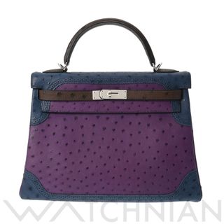 エルメス(Hermes)の中古 エルメス HERMES レディース 2WAYバッグ ブルードマルト/ヴァイオレット/マロン /パラジウム金具 オーストリッチ(その他)