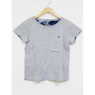 バーバリー(BURBERRY)の☆BURBERRY BLUE LABEL/バーバリーブルーレーベル☆カットソー/Tシャツ/ワンポイント/ポケット/カジュアル/半袖 ライトグレー レディース 38【中古】夏 414032(Tシャツ(半袖/袖なし))